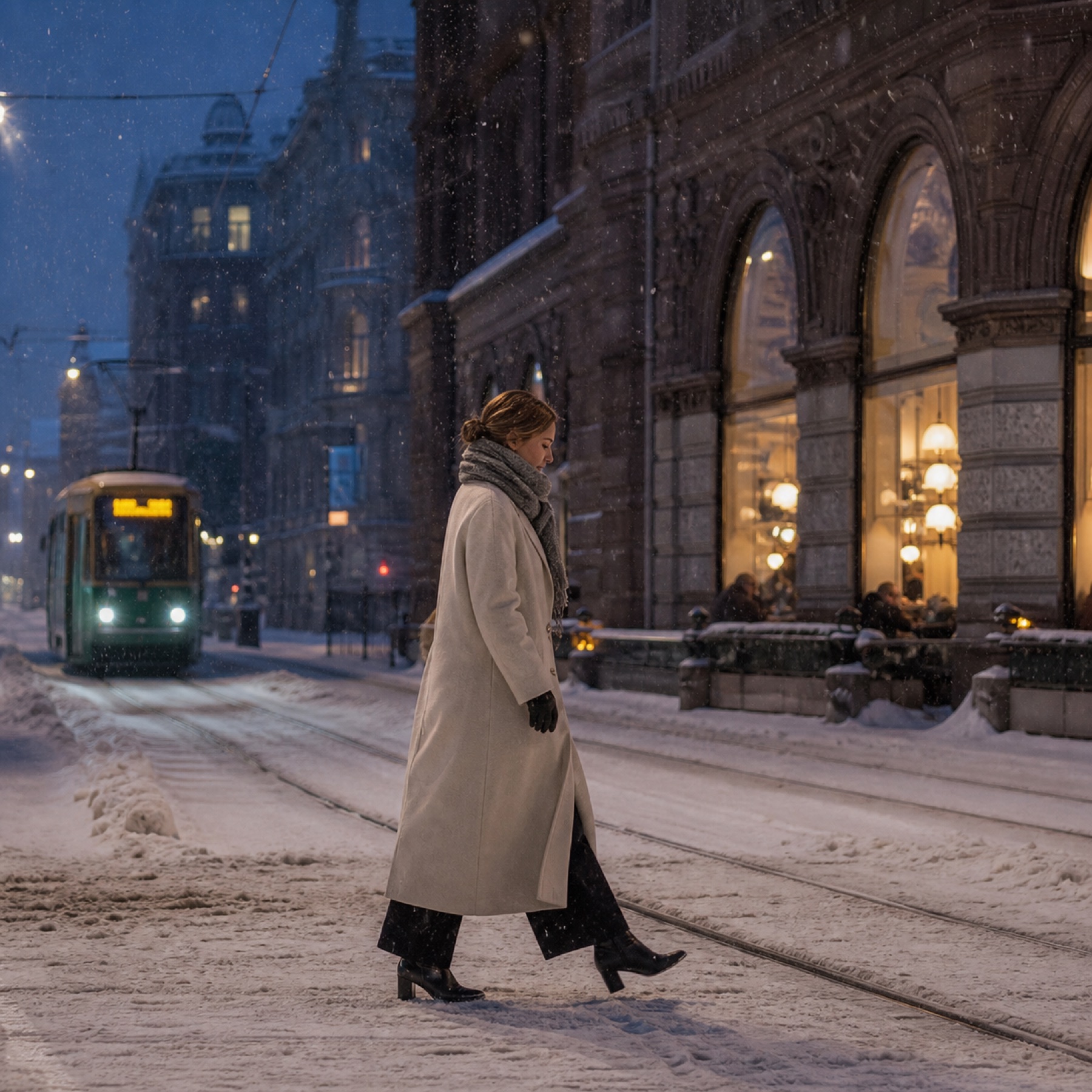 Helsingin sininen talviyo canvas-taulu